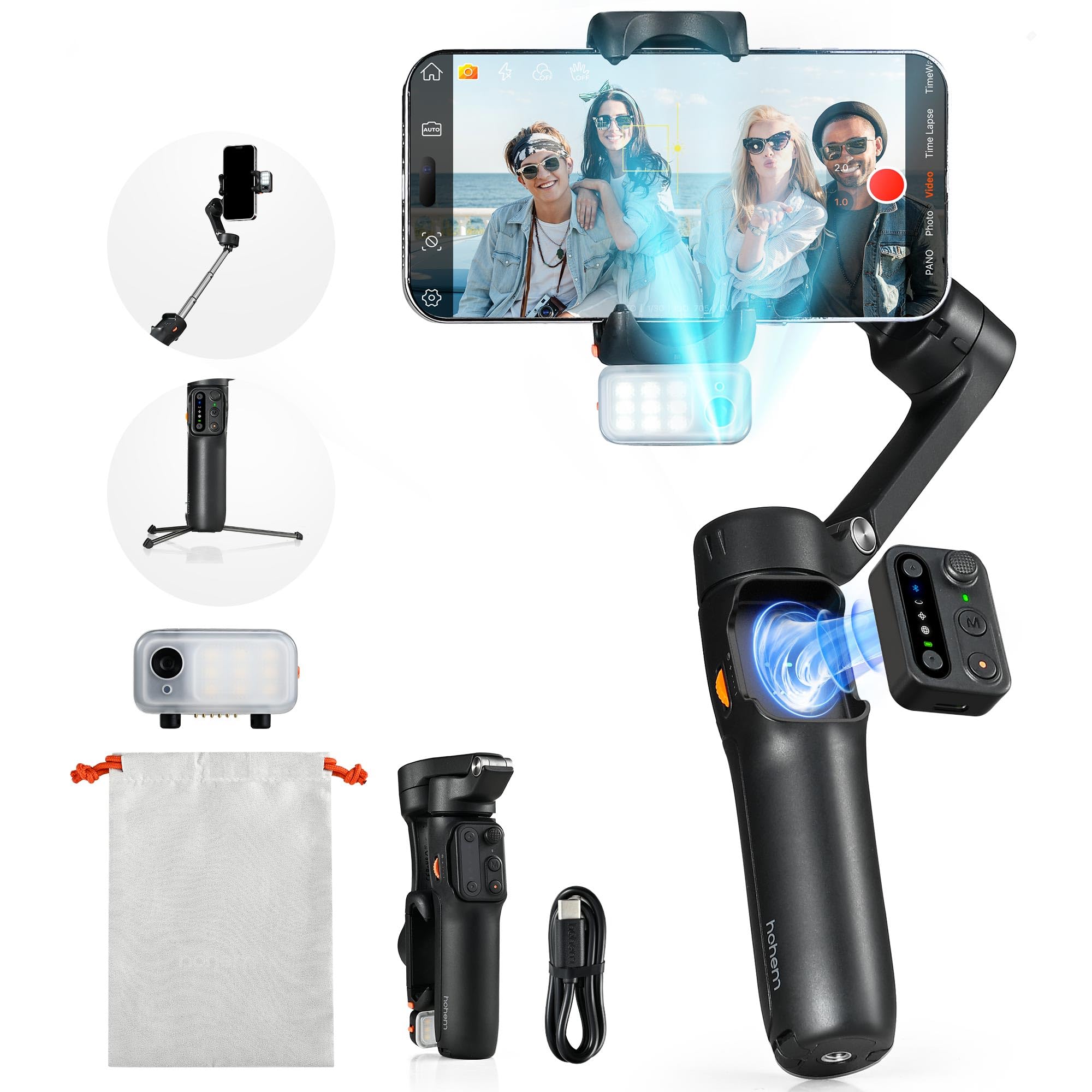 Hohem iSteady V3 Black - AI İzləməli Telefon Gimbalı